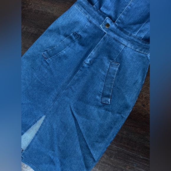 Miranda & Moca Women's Blue Denim Mini Casual Open Front Dress Medium - Picture 3 of 6